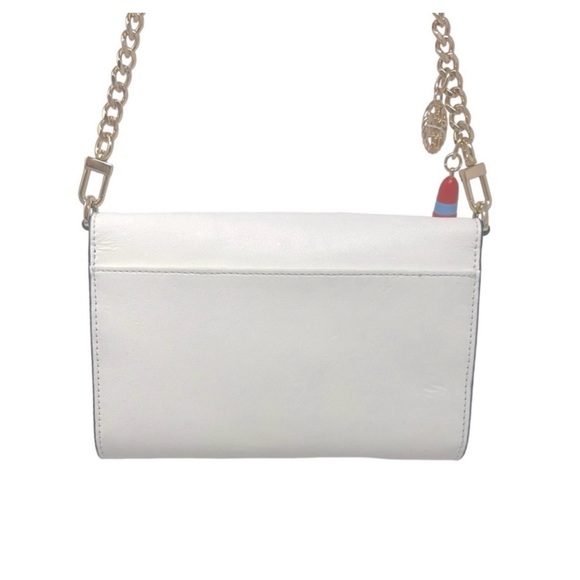 Tory Burch Embroidered East Coast Chain Clutch Crossbody Wallet White RARE - Picture 3 of 5